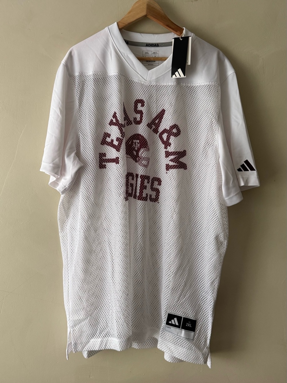 adidas White & Maroon Texas A&M Mesh Jersey